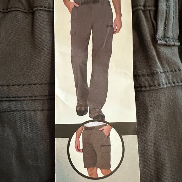 New BC Clothing Men's Convertible Cargo Pant Or Short Size S X 34 Gray Relax Fit - Picture 1 of 12